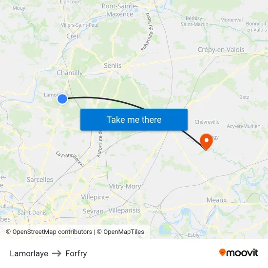 Lamorlaye to Forfry map