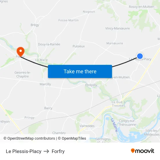Le Plessis-Placy to Forfry map