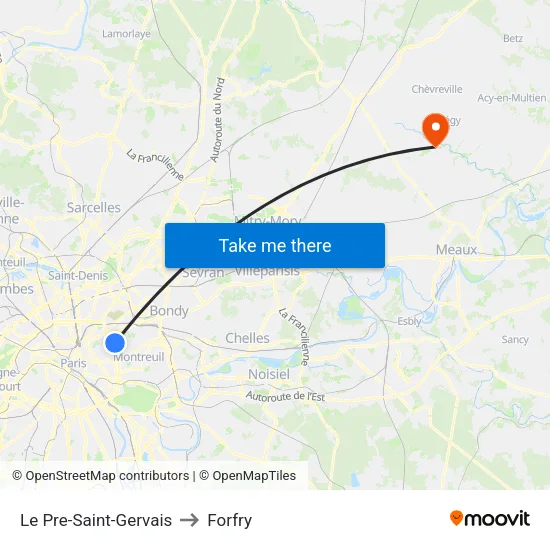 Le Pre-Saint-Gervais to Forfry map