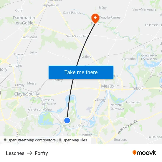 Lesches to Forfry map