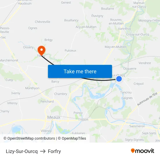Lizy-Sur-Ourcq to Forfry map