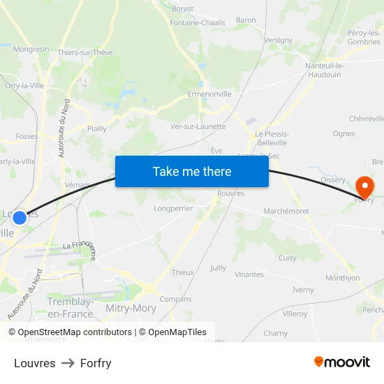 Louvres to Forfry map