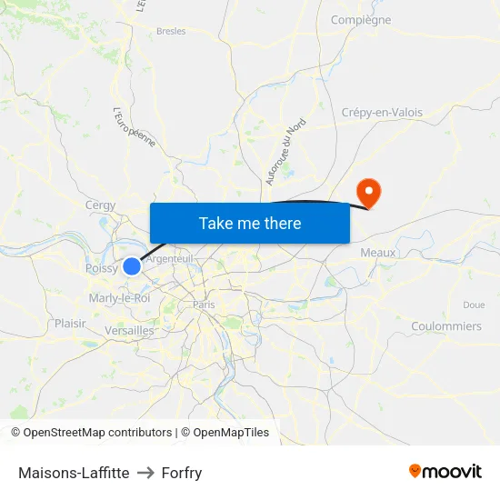 Maisons-Laffitte to Forfry map