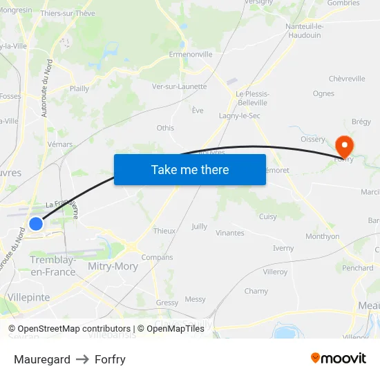 Mauregard to Forfry map