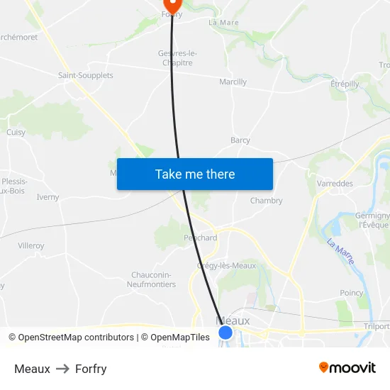 Meaux to Forfry map