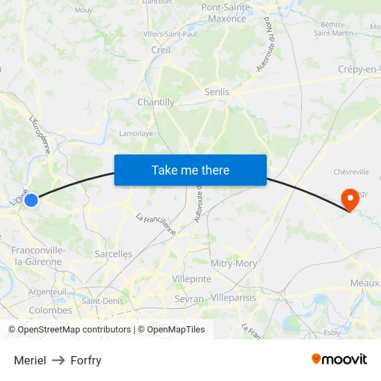 Meriel to Forfry map