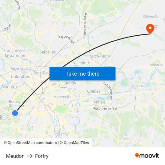 Meudon to Forfry map