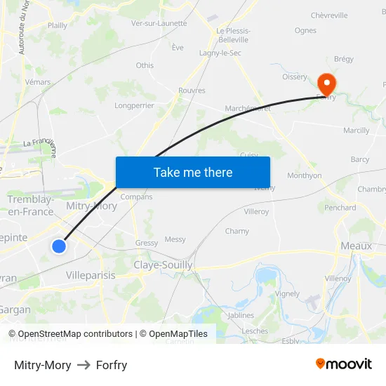 Mitry-Mory to Forfry map