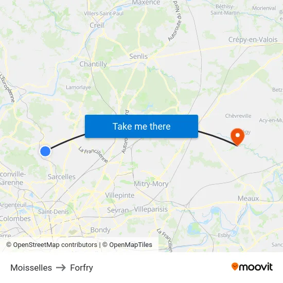 Moisselles to Forfry map
