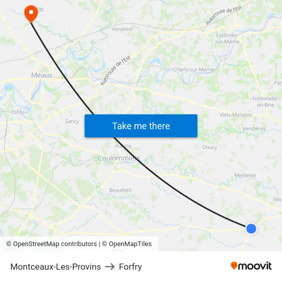 Montceaux-Les-Provins to Forfry map