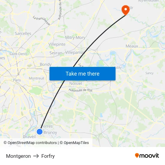 Montgeron to Forfry map