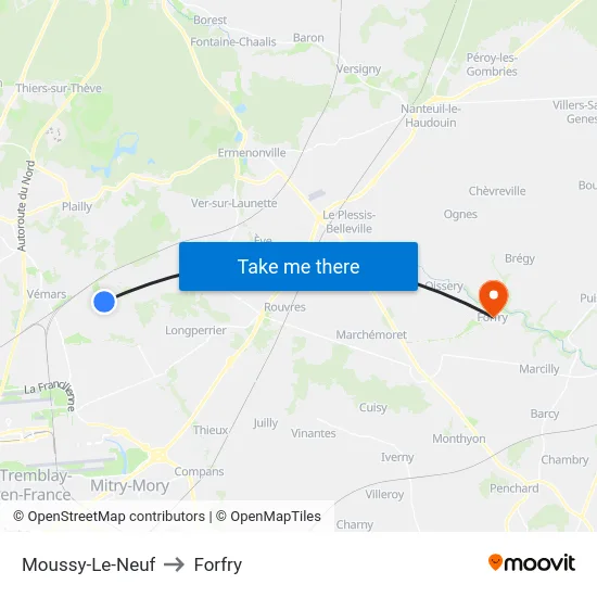 Moussy-Le-Neuf to Forfry map
