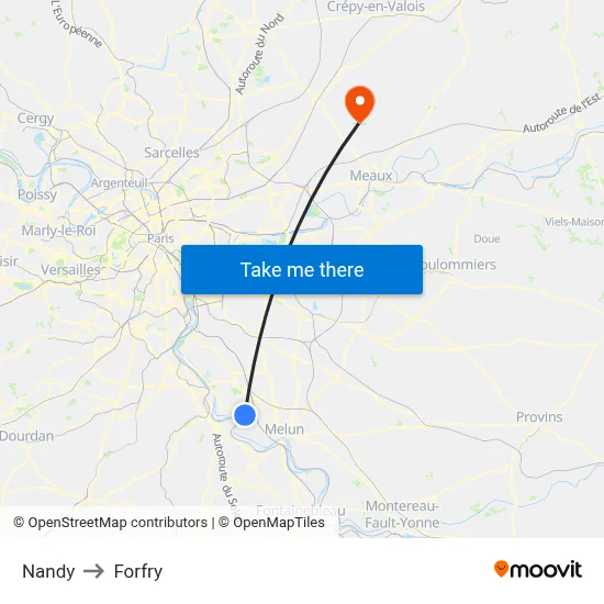 Nandy to Forfry map