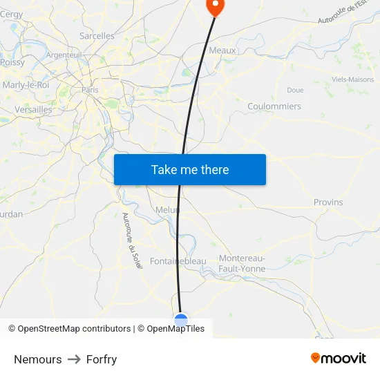 Nemours to Forfry map
