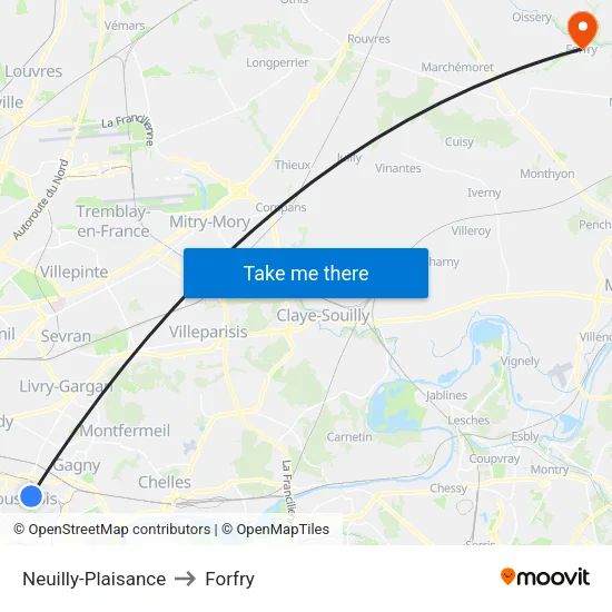 Neuilly-Plaisance to Forfry map