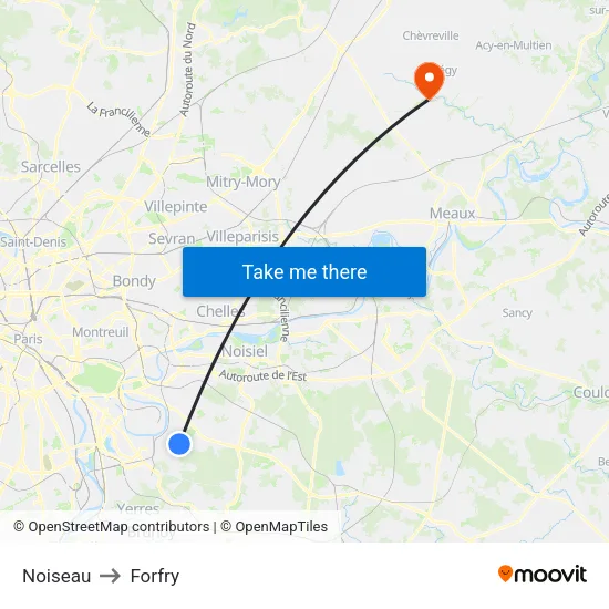 Noiseau to Forfry map