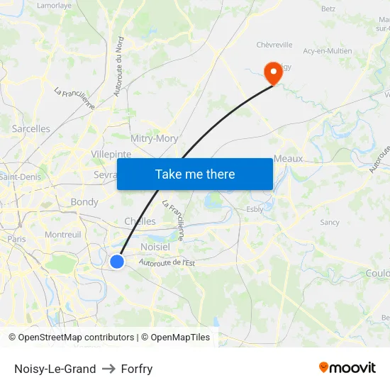 Noisy-Le-Grand to Forfry map
