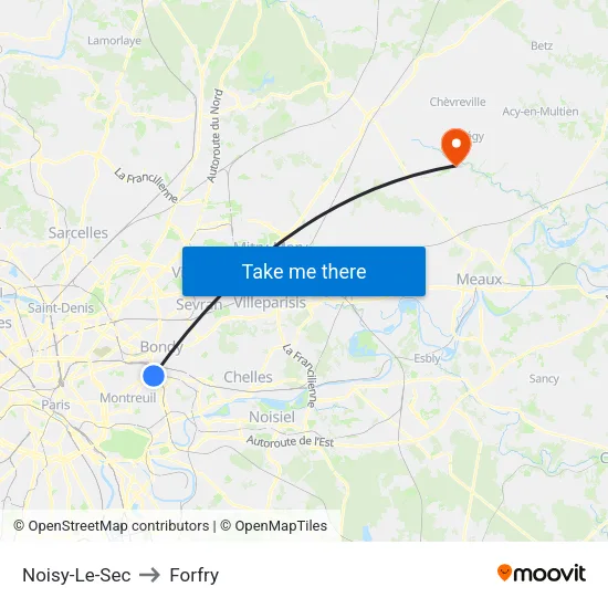 Noisy-Le-Sec to Forfry map