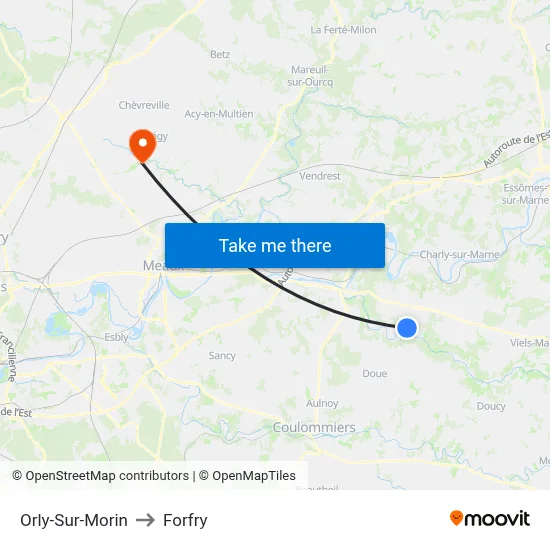 Orly-Sur-Morin to Forfry map