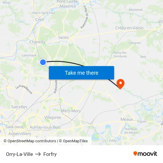 Orry-La-Ville to Forfry map