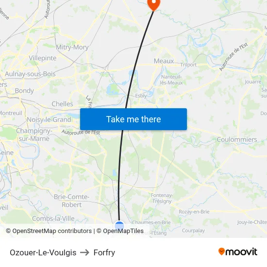 Ozouer-Le-Voulgis to Forfry map