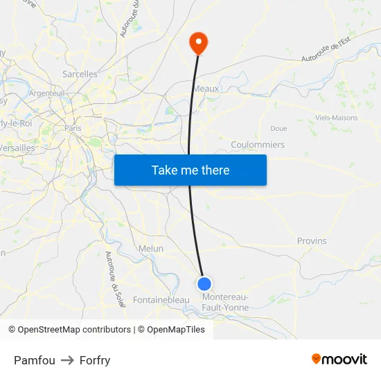 Pamfou to Forfry map