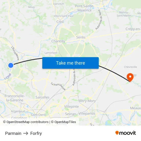 Parmain to Forfry map