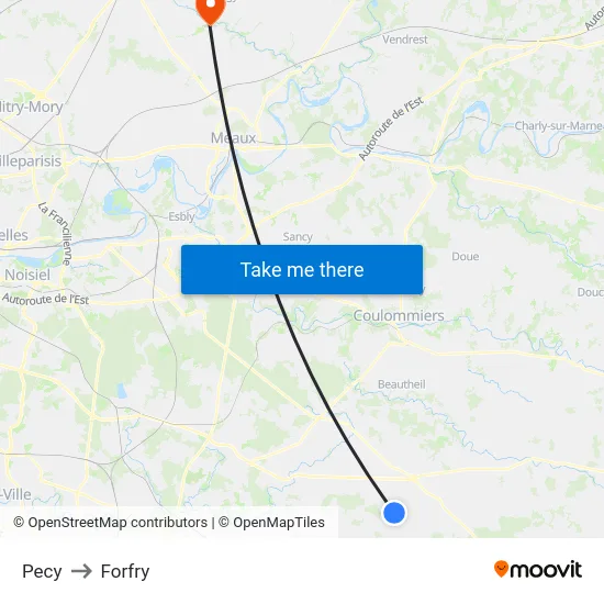 Pecy to Forfry map