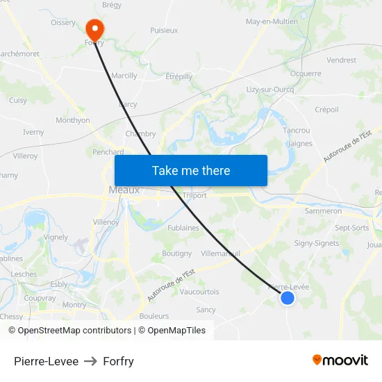 Pierre-Levee to Forfry map