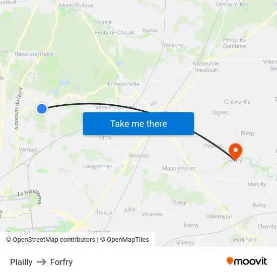 Plailly to Forfry map