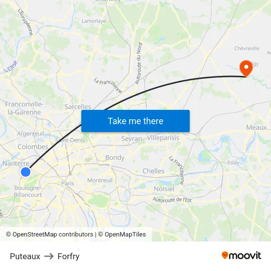Puteaux to Forfry map