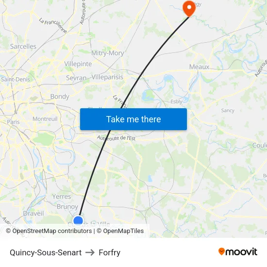 Quincy-Sous-Senart to Forfry map