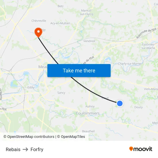 Rebais to Forfry map