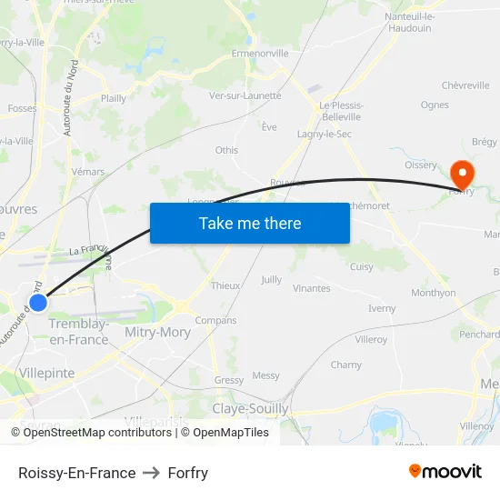 Roissy-En-France to Forfry map