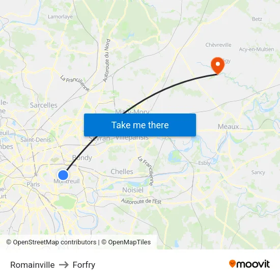 Romainville to Forfry map