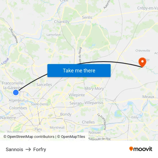 Sannois to Forfry map