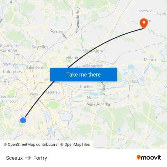 Sceaux to Forfry map