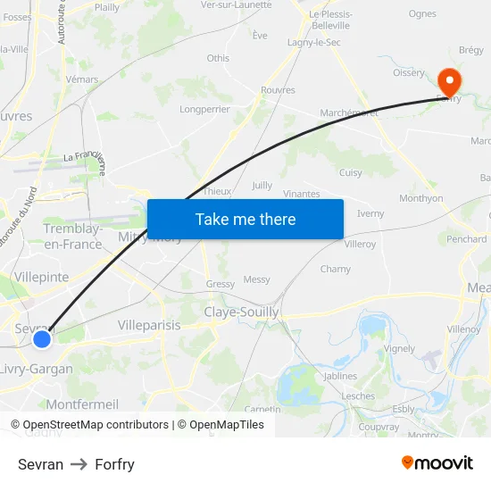 Sevran to Forfry map