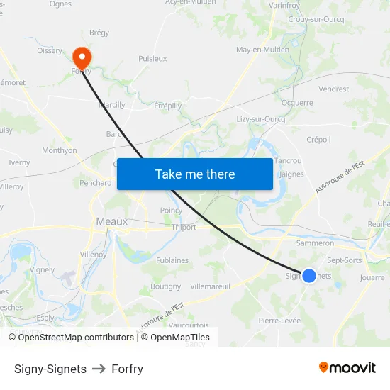 Signy-Signets to Forfry map