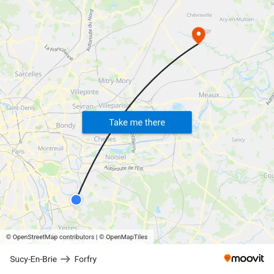 Sucy-En-Brie to Forfry map
