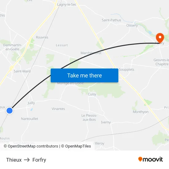 Thieux to Forfry map