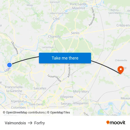 Valmondois to Forfry map