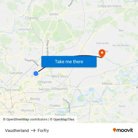 Vaudherland to Forfry map
