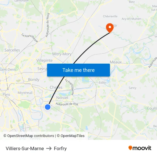Villiers-Sur-Marne to Forfry map