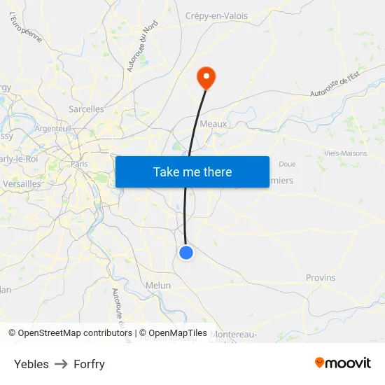 Yebles to Forfry map