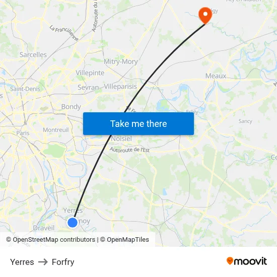 Yerres to Forfry map