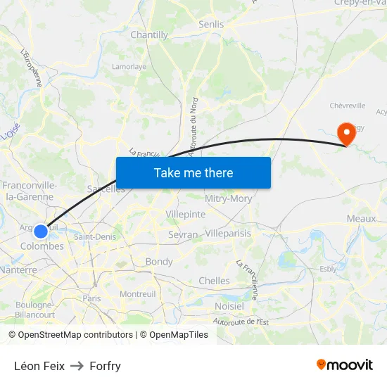 Léon Feix to Forfry map