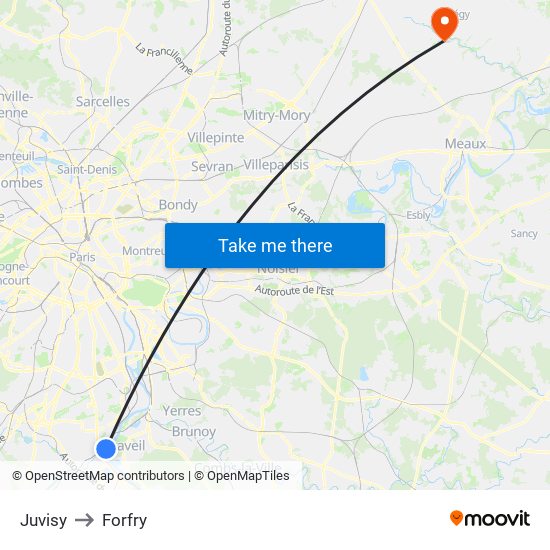 Juvisy to Forfry map