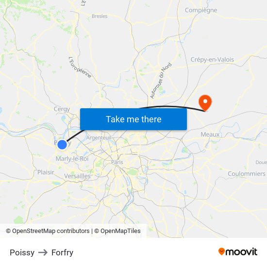 Poissy to Forfry map