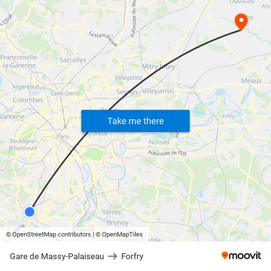Gare de Massy-Palaiseau to Forfry map